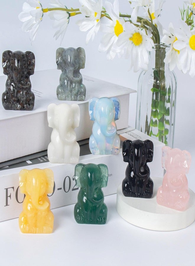 Ytbeoxk 2 Inch Crystal Elephant Decor Statues, Labradorite Cute Sitting Elephant Figurines, Reiki Healing Crystal Carved Animal Statues, Home Office Desk Hand Carved Decor Gifts for Women - Image 4
